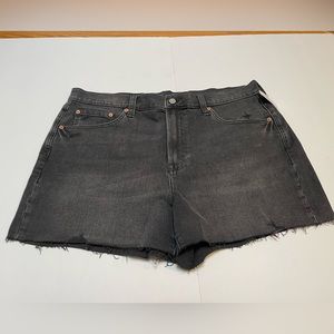 NWT Womens Gap 4" High Rise Black Destroyed Denim Shorts Washwell Sz 18/…